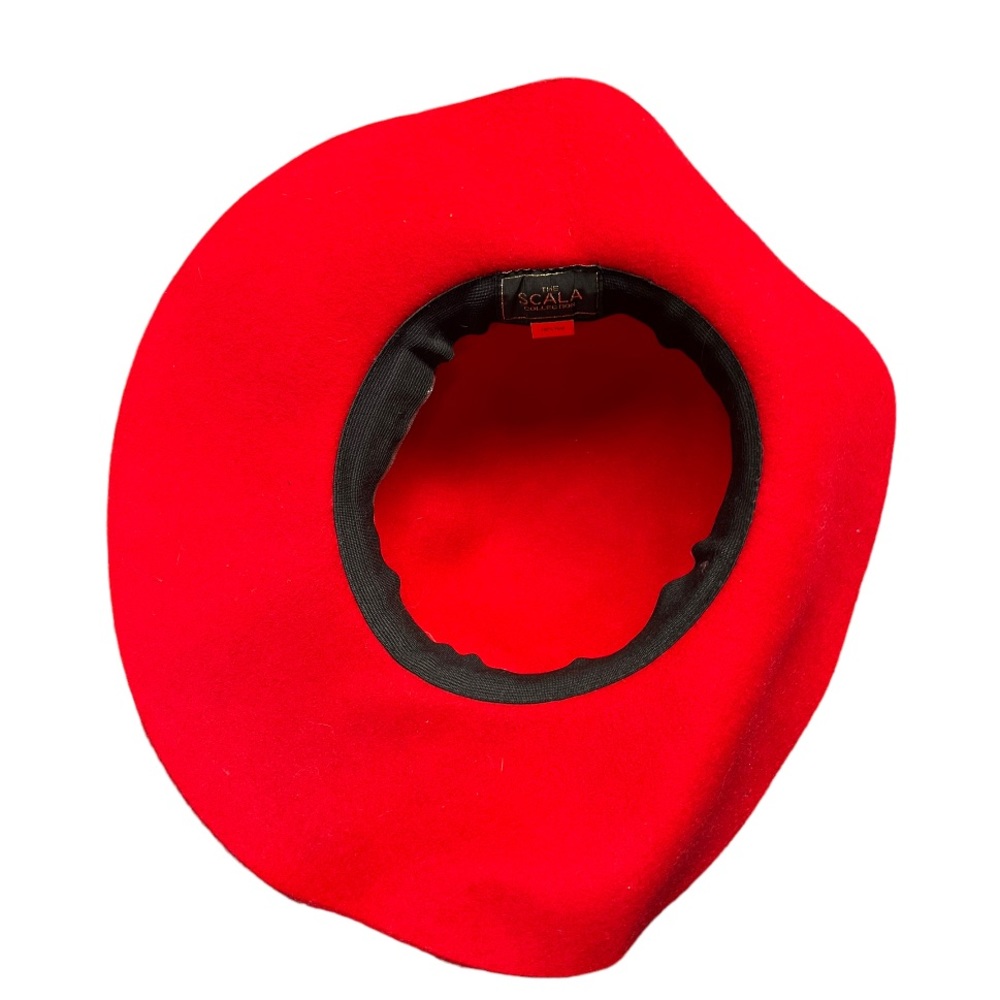 Scala Red Wool Wide Brim Floppy Hat Felt Boho 70s Sun Hat Women's OS - Picture 4 of 4
